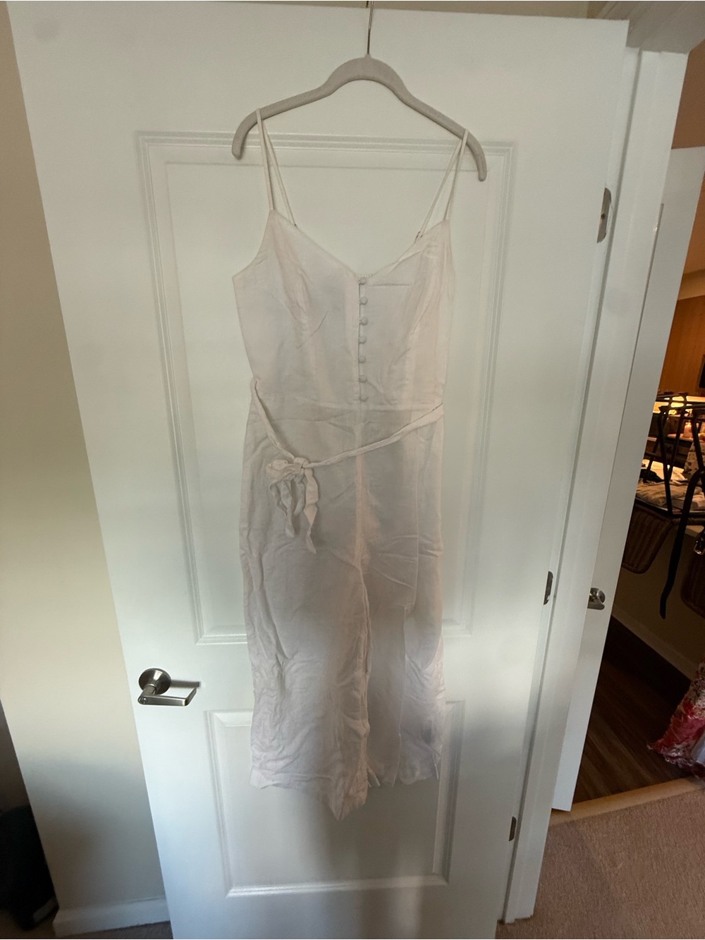 Banana Republic Ivory Slip Jumpsuit with Tie Waist